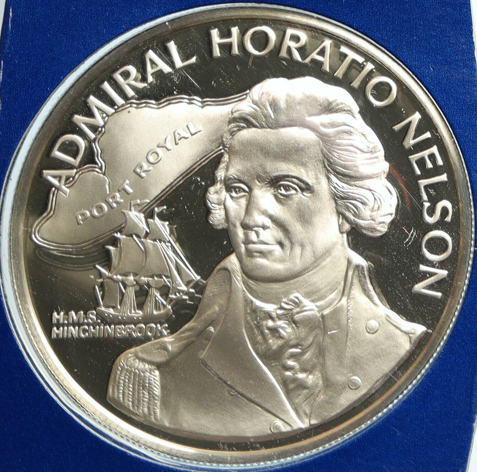 1976 JAMAICA Admiral Horatio Nelson Royal Navy PF SILVER 10 Dollars Coin i103179