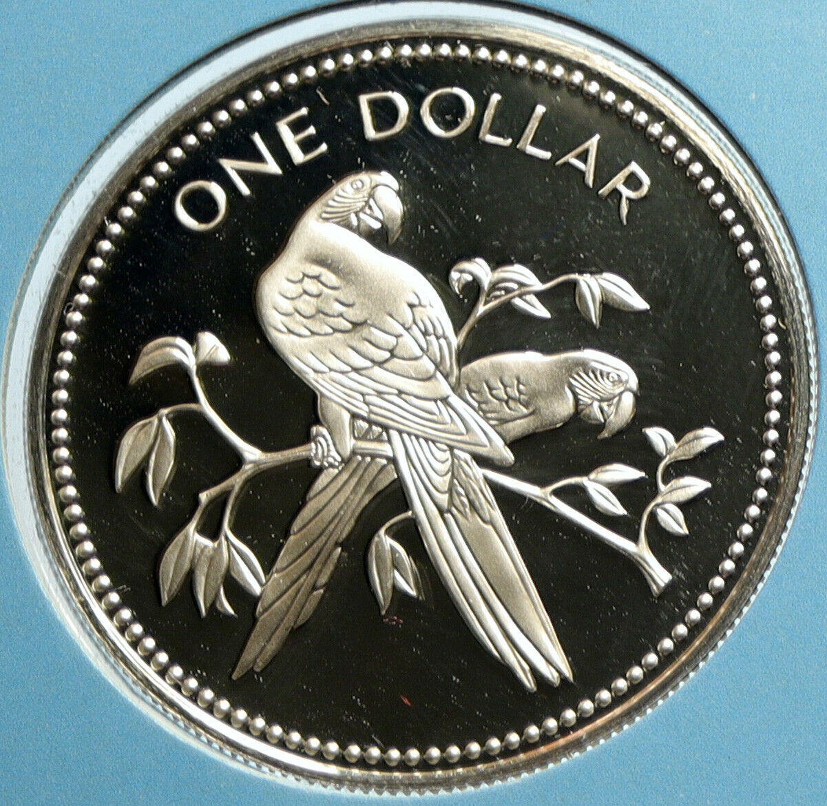 1979 BELIZE Avifauna Scarlet Macaw BIRD Old VINTAGE Proof Silver $1 Coin i103190