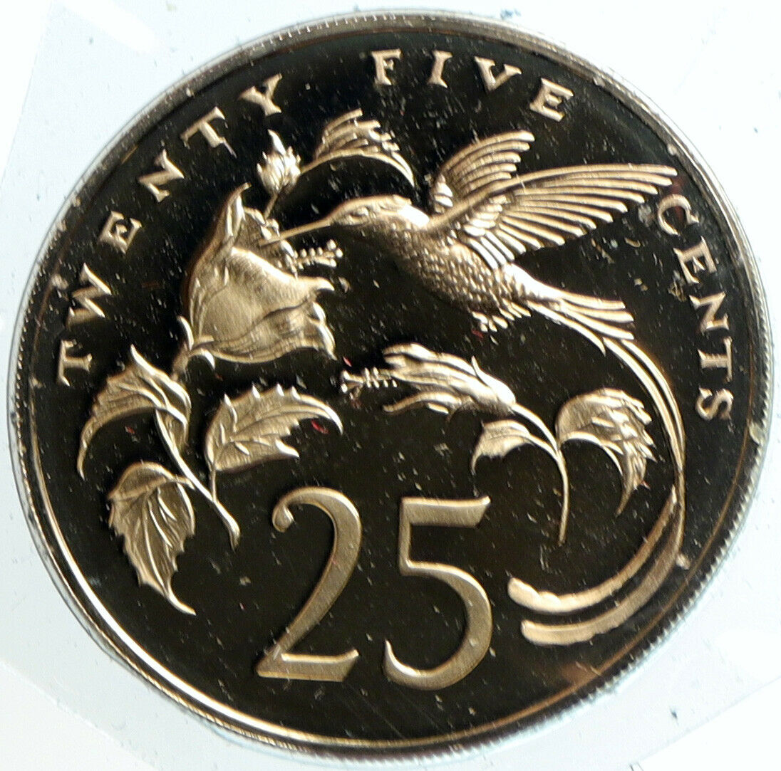 1973 JAMAICA Streamer Tailed Hummingbird OLD VINTAGE Proof 25 Cents Coin i103184