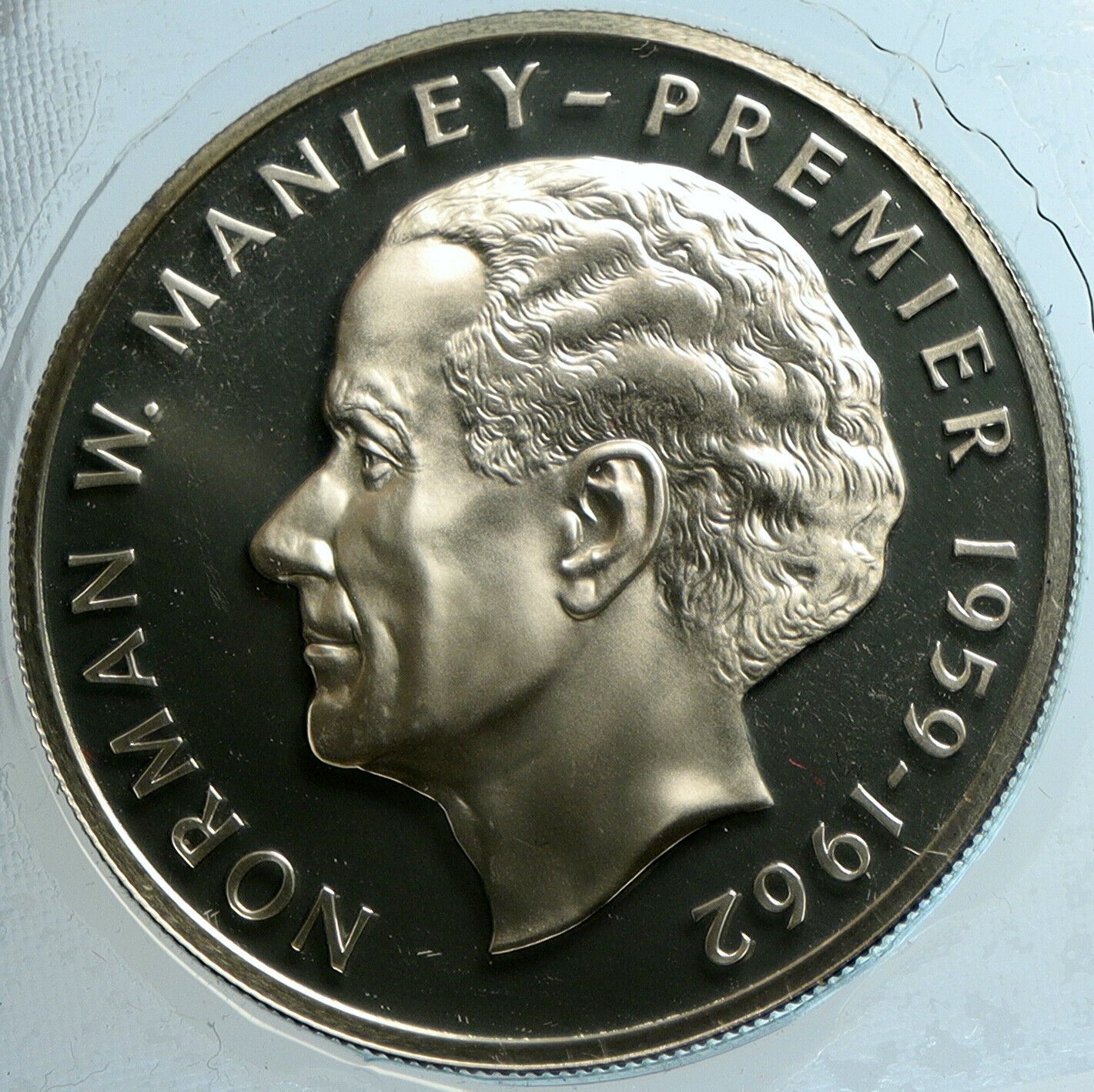 1974 JAMAICA Premier Norman W Manley VINTAGE OLD Proof Silver $5 Coin i103187