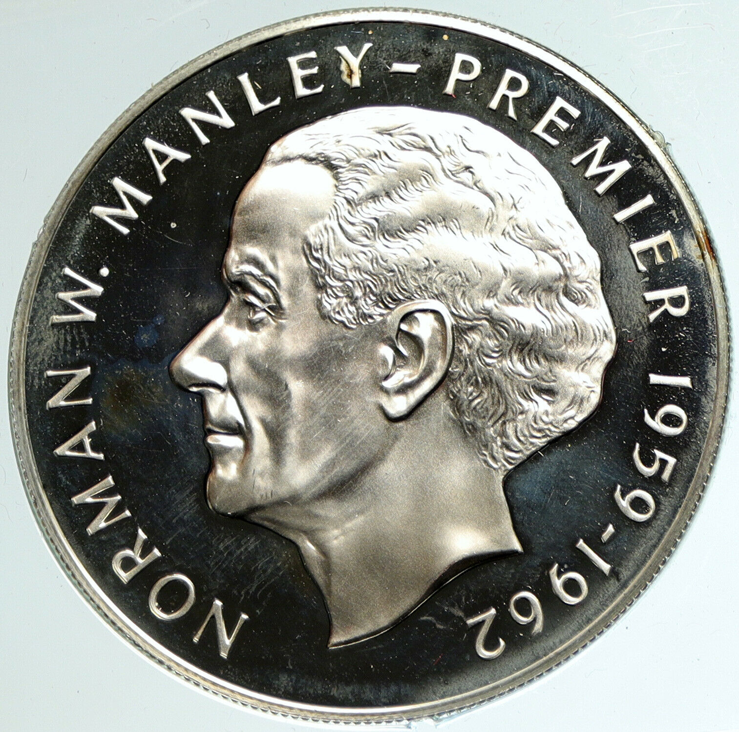 1972 JAMAICA Huge Premier Norman W Manley VINTAGE PROOF Silver $5 Coin i103171