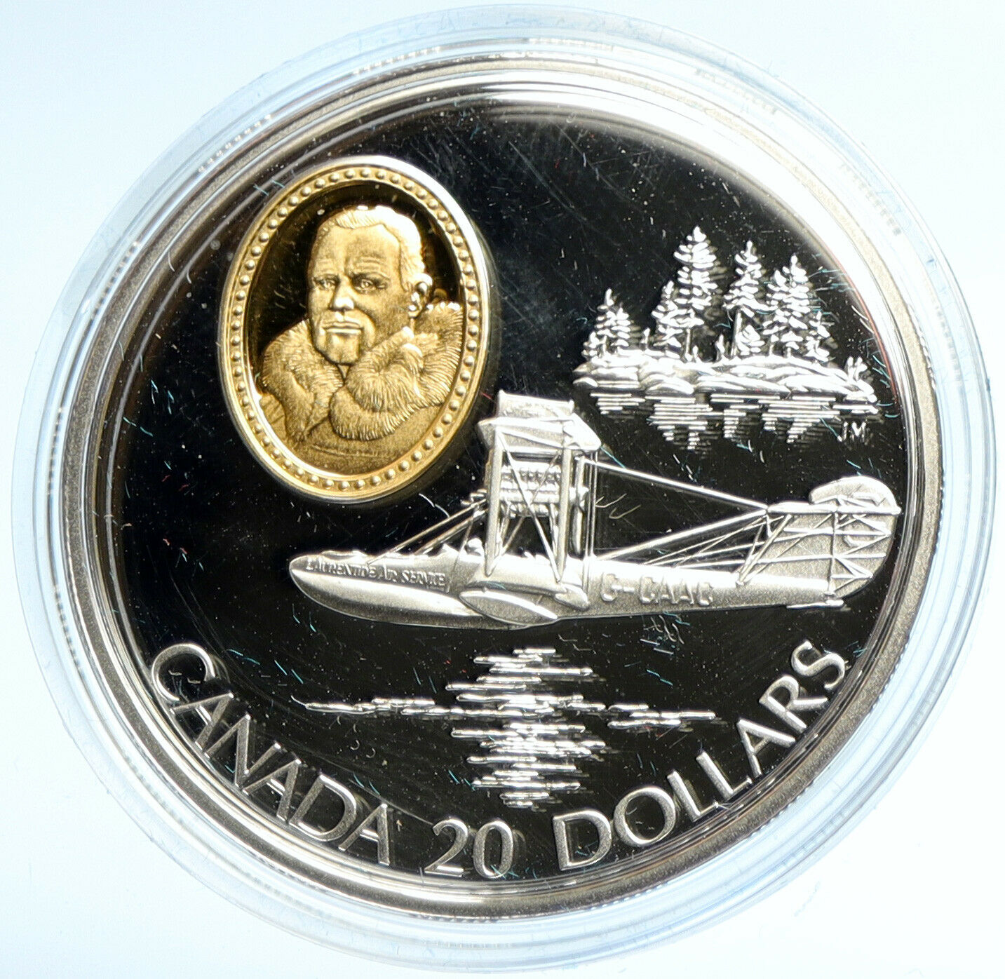 1994 CANADA UK Queen Elizabeth II CURTIS HS-2L Seaplane Silver $20 Coin i103004