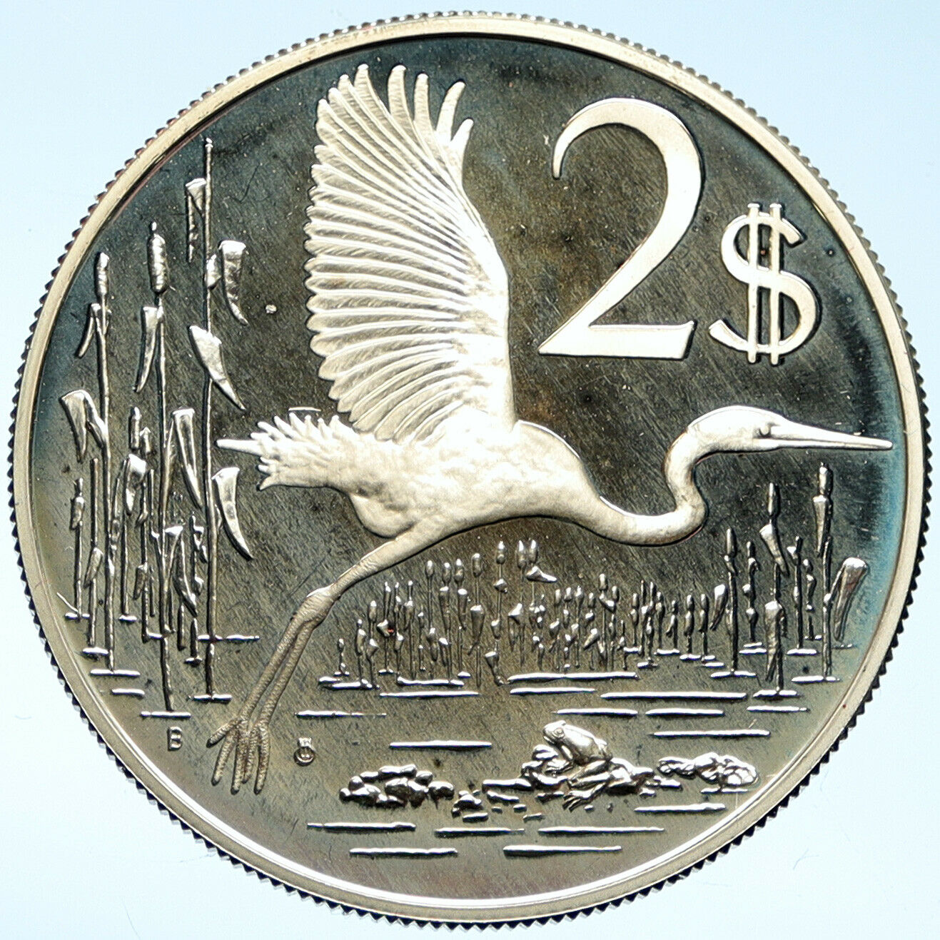 1978 CAYMAN ISLANDS OLD GREAT BLUE HERON BIRD Proof Silver $2 Coin 25TH i103015