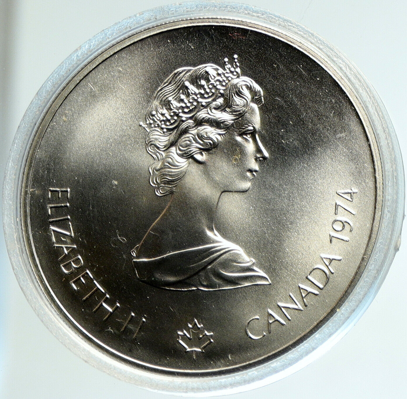 1974 CANADA UK Elizabeth II Olympics Montreal TORCH BU Silver $5 Coin i103046