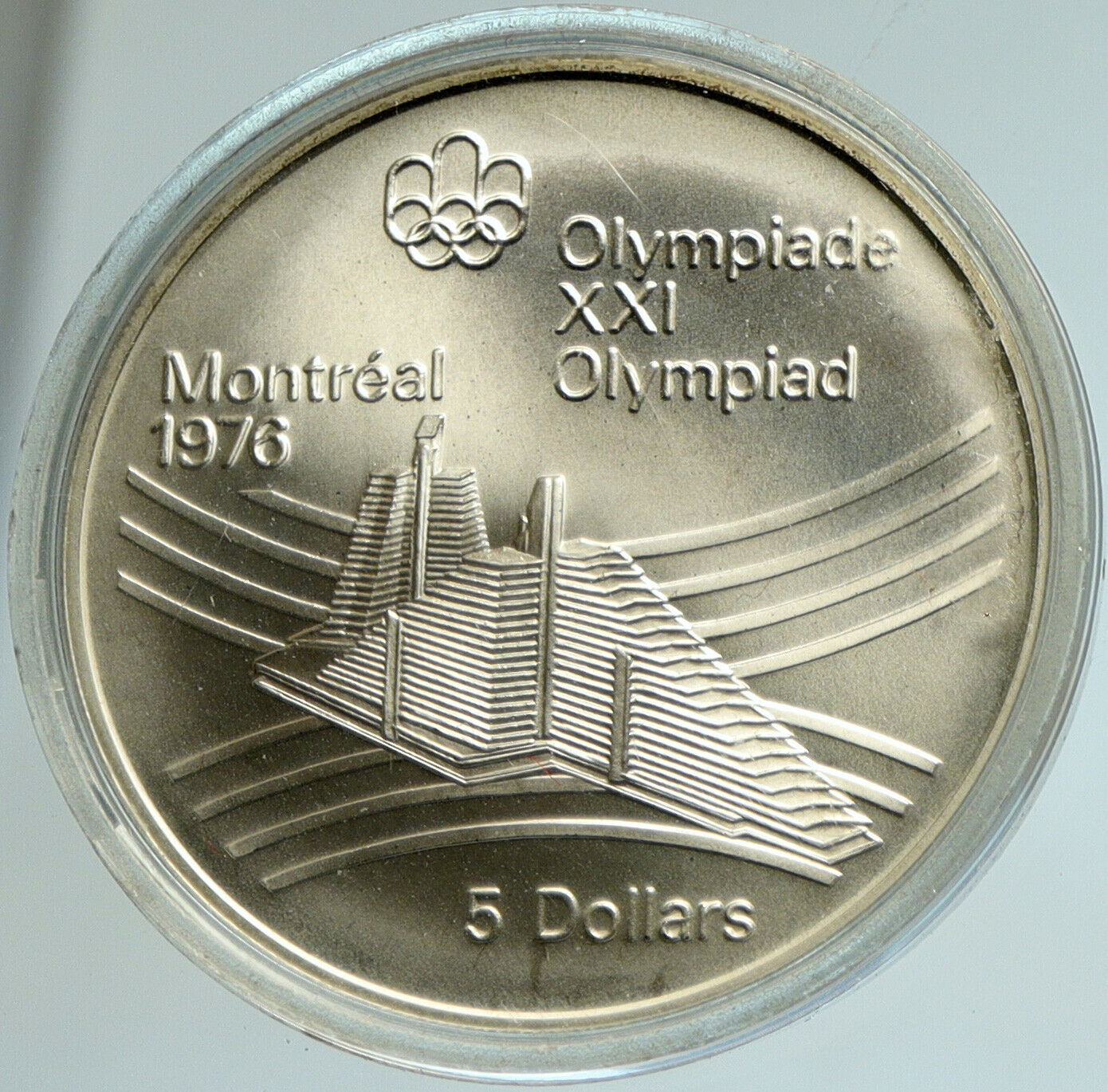 1976 CANADA UK Elizabeth II Olympics Montreal Village BU Silver $5 Coin i103047