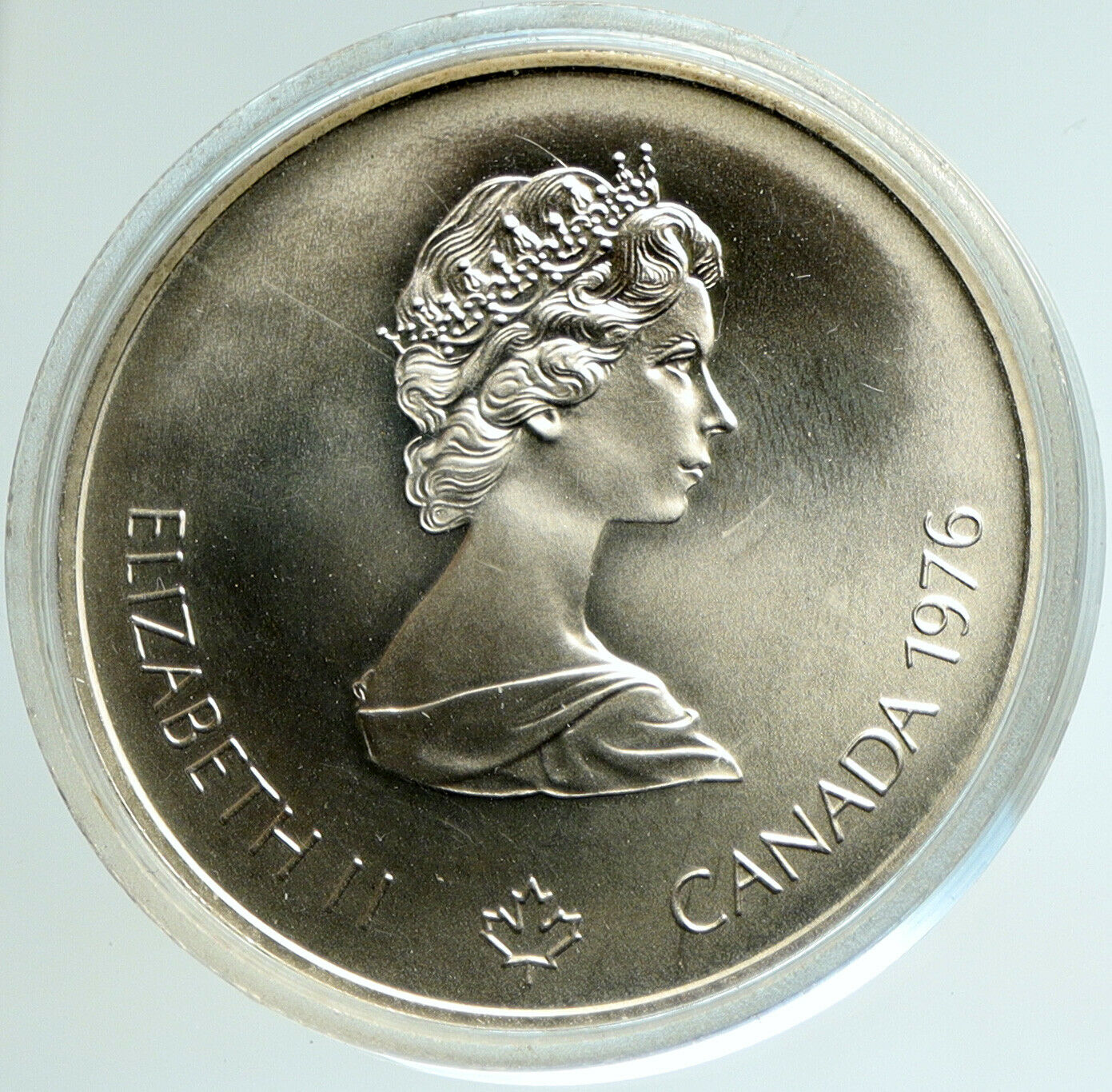 1976 CANADA UK Elizabeth II Olympics Montreal Village BU Silver $5 Coin i103047