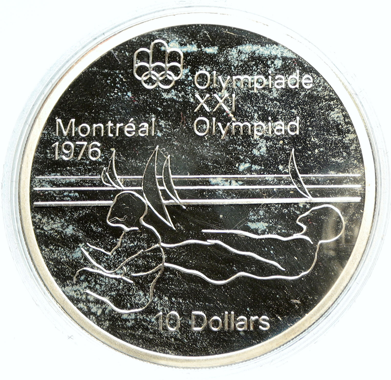 1975 CANADA UK Queen Elizabeth II Olympics Sailing Silver PROOF $10 Coin i103057