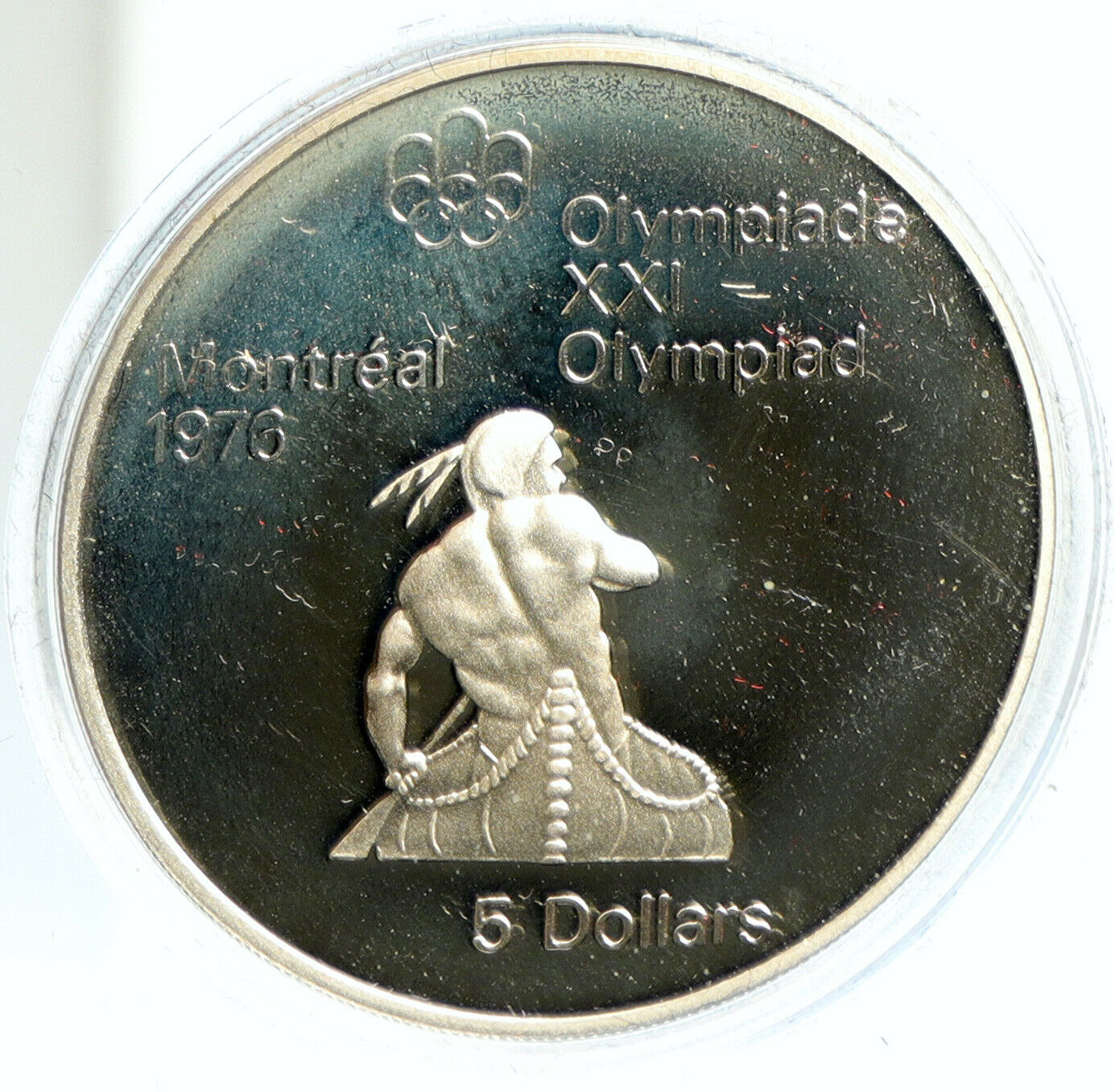 1974 CANADA UK Elizabeth II Olympic Montreal Native Proof Silver $5 Coin i103058