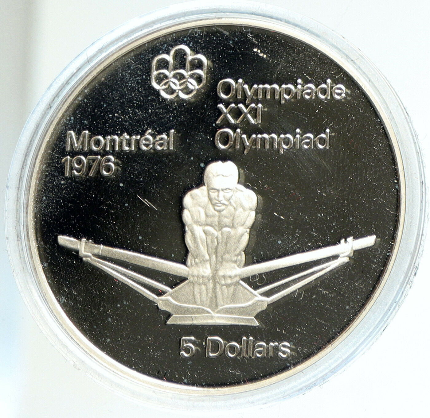 1974 CANADA Queen Elizabeth II Olympics Montreal ROWING Silver 5 Coin i103061