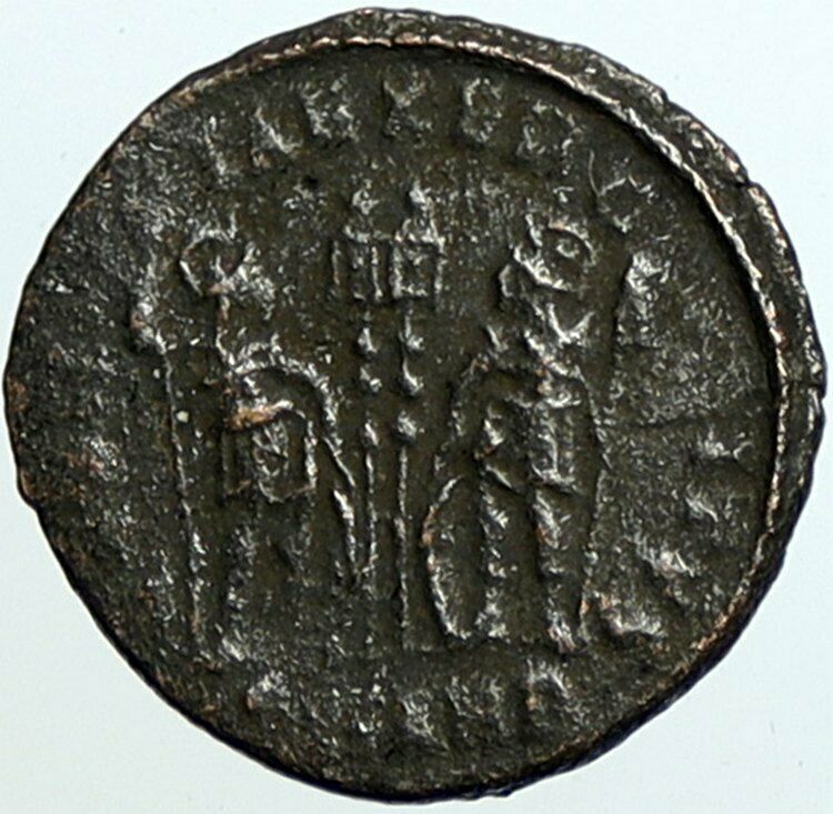 CONSTANTINE I the Great Authentic Ancient OLD Roman Coin SOLDIERS SPEARS i100178