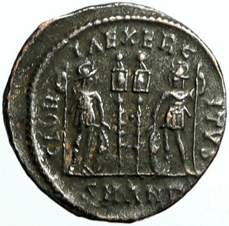 CONSTANTINE I the Great Authentic Ancient OLD Roman Coin SOLDIERS SPEARS i100167