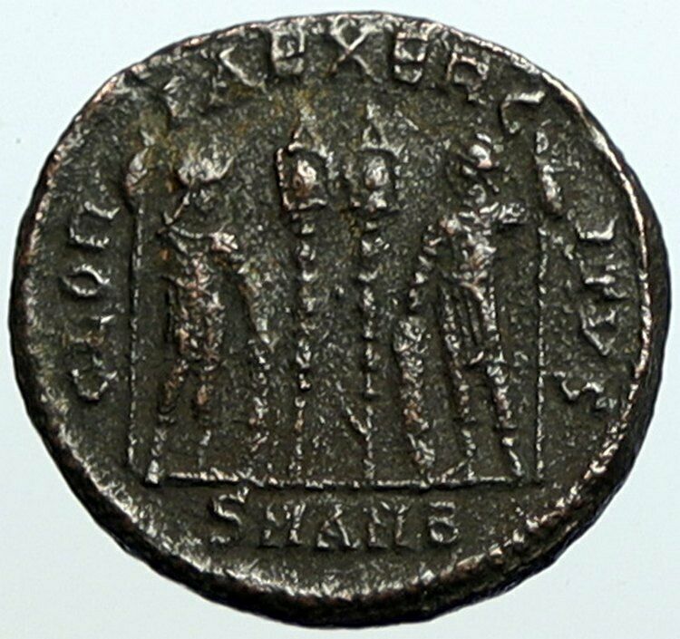 CONSTANTINE I the Great Authentic Ancient OLD Roman Coin SOLDIERS SPEARS i100162