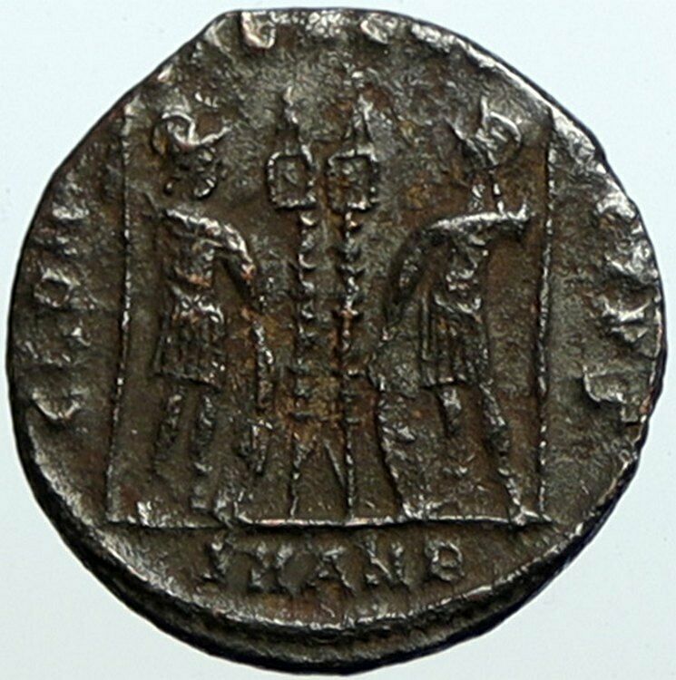 CONSTANTINE I the Great Authentic Ancient OLD Roman Coin SOLDIERS SPEARS i100175