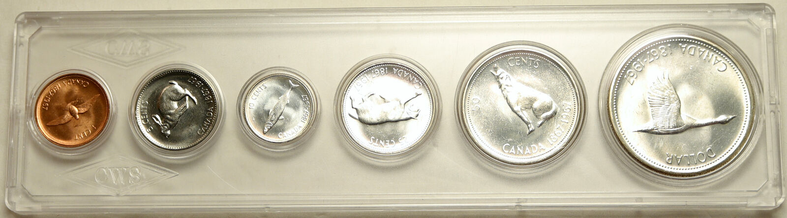 1967 CANADA CANADIAN Confederation Founding 4 are Silver SET OF 6 Coins i104105