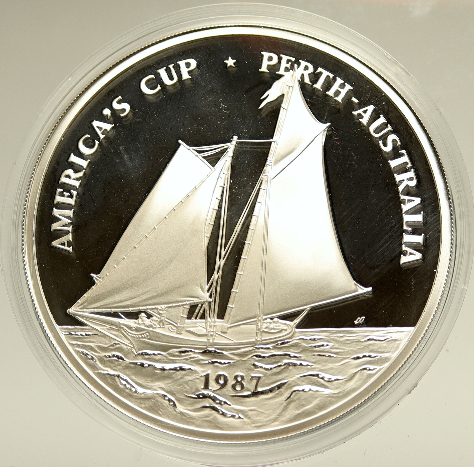 1987 SAMOA British AMERICA'S CUP Sailing Proof Silver 25 Tala 5OZ Medal i104103