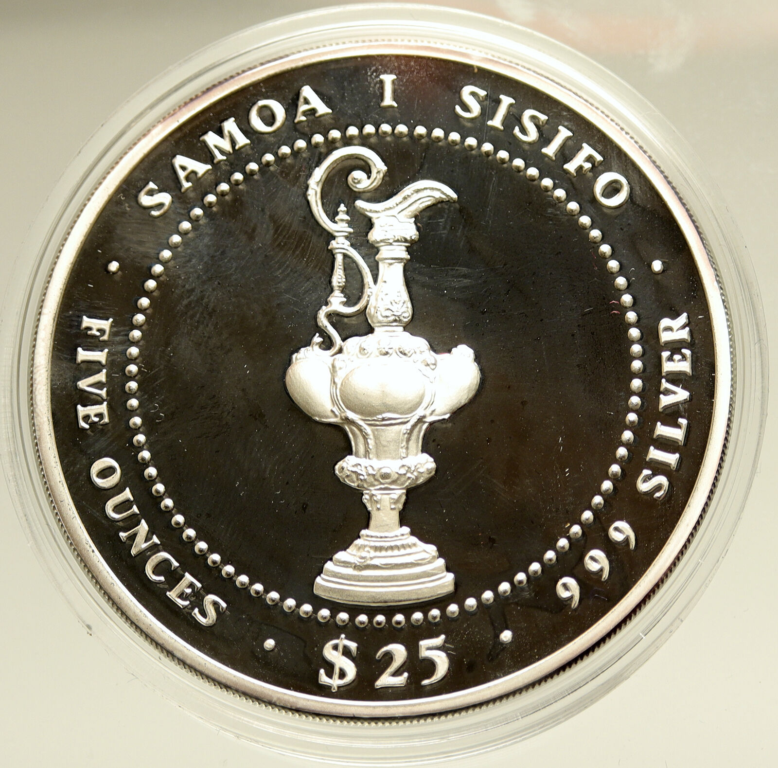 1987 SAMOA British AMERICA'S CUP Sailing Proof Silver 25 Tala 5OZ Medal i104103