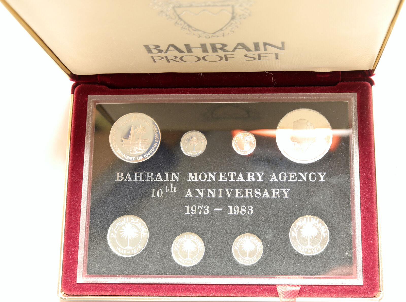 1983 BAHRAIN Proof Silver Set of 8 Coins 500 250 100 50 25 10 5 1 FILS i104094