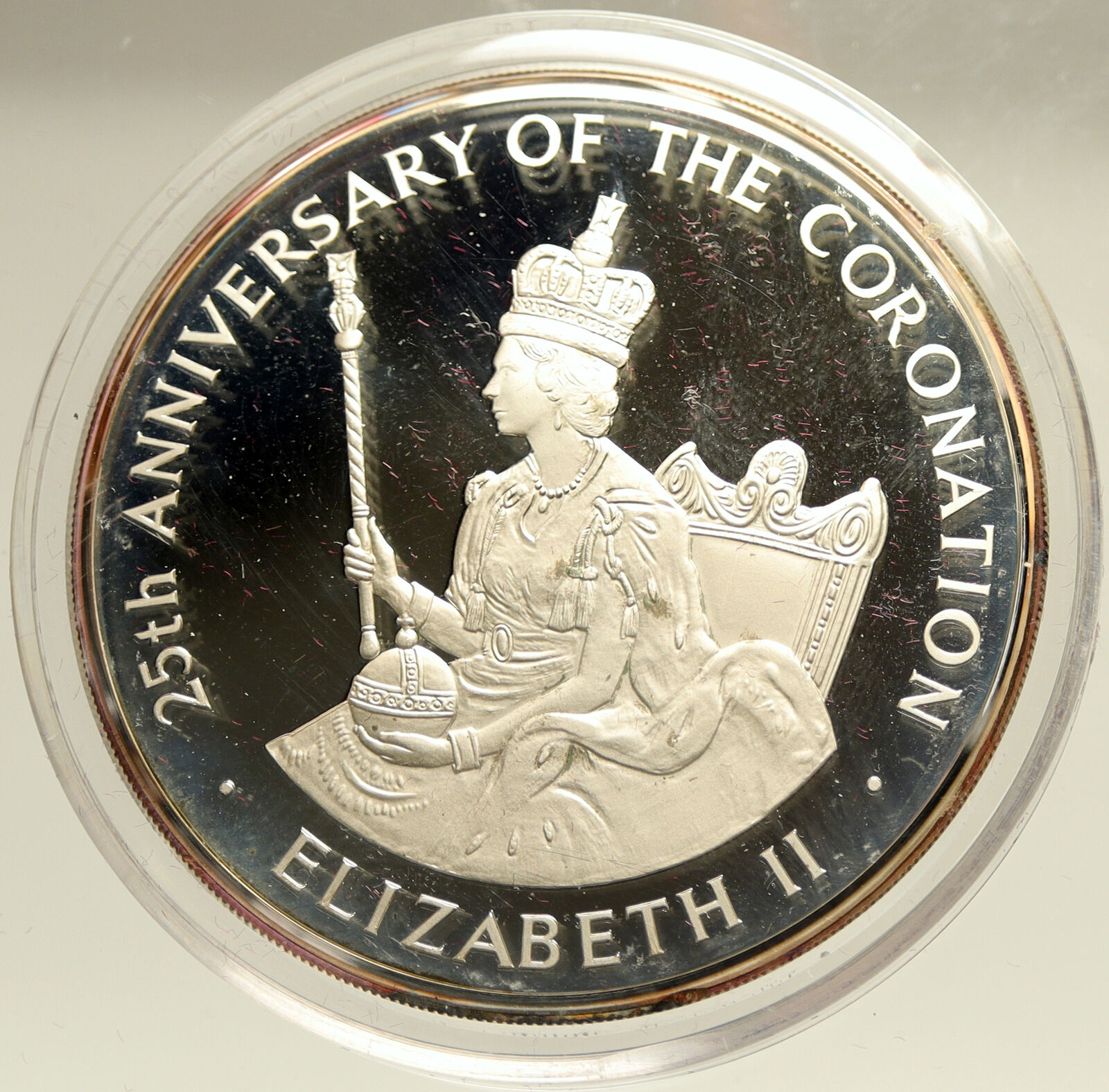 1978 JAMAICA Huge CORONATION Queen Elizabeth II PROOF Silver $25 Medal i104100