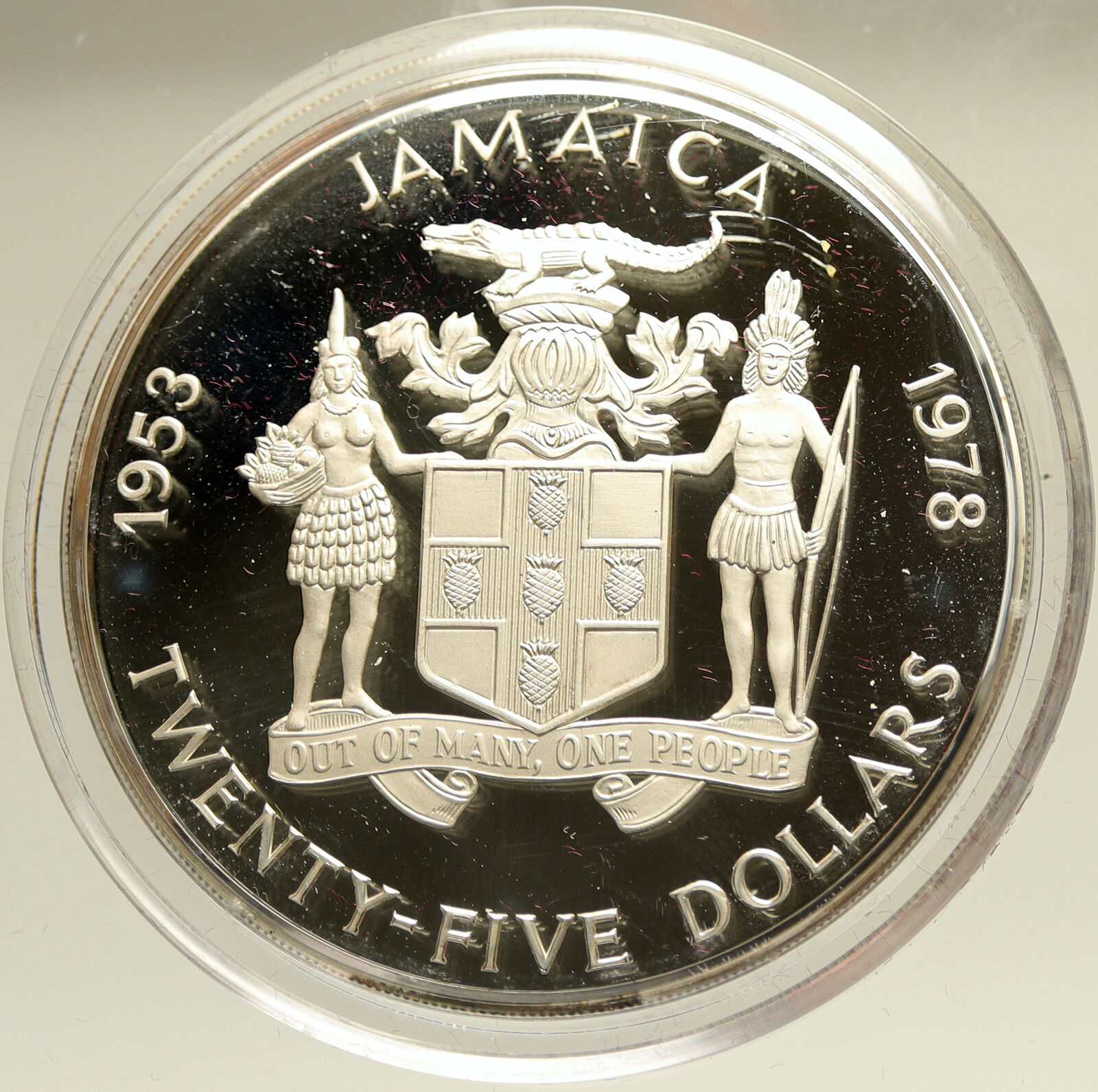 1978 JAMAICA Huge CORONATION Queen Elizabeth II PROOF Silver $25 Medal i104100