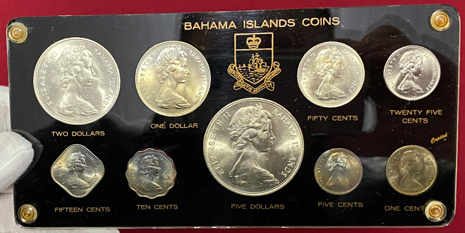 1966 BAHAMAS UK Queen Elizabeth II Shell Marlin 9 Coin Set 5 are Silver i104093