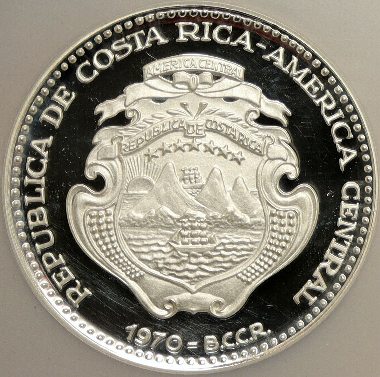 1970 COSTA RICA Social Legislation 25YR Proof Silver 25 Colon NGC Coin i103887