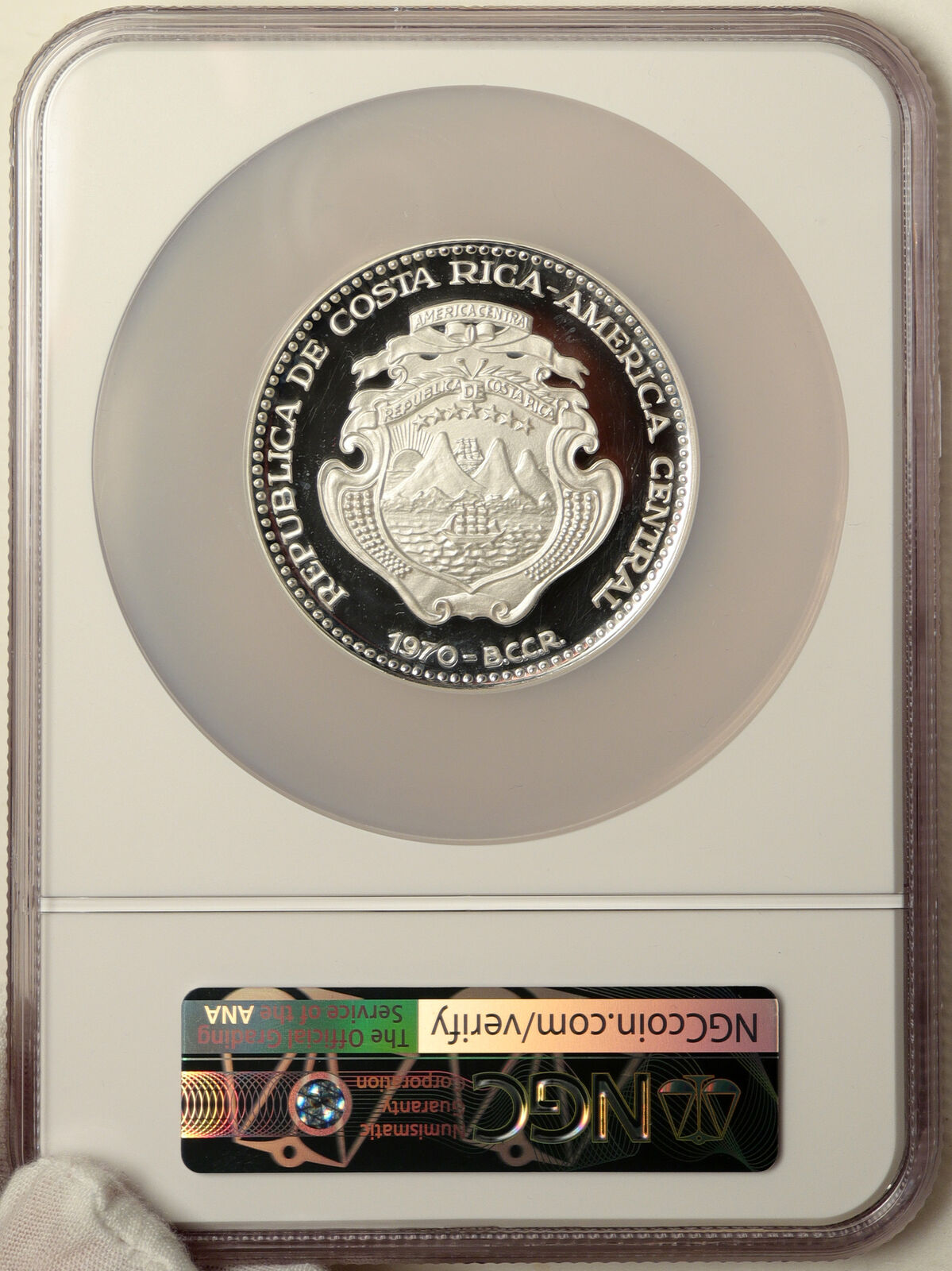 1970 COSTA RICA Social Legislation 25YR Proof Silver 25 Colon NGC Coin i103887