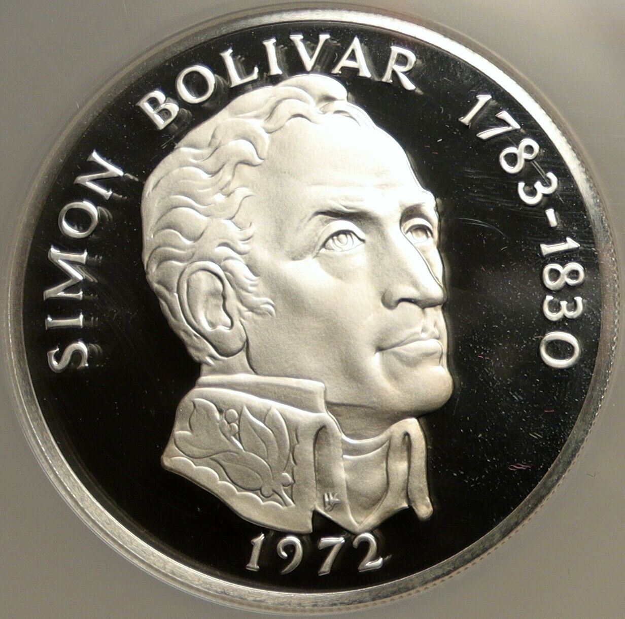 1972 PANAMA Huge 3.9oz SIMON BOLIVAR Proof Silver 20 Balboas Coin NGC i103889