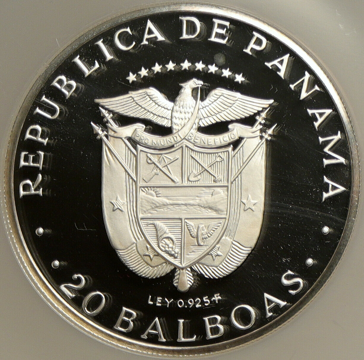 1972 PANAMA Huge 3.9oz SIMON BOLIVAR Proof Silver 20 Balboas Coin NGC i103889