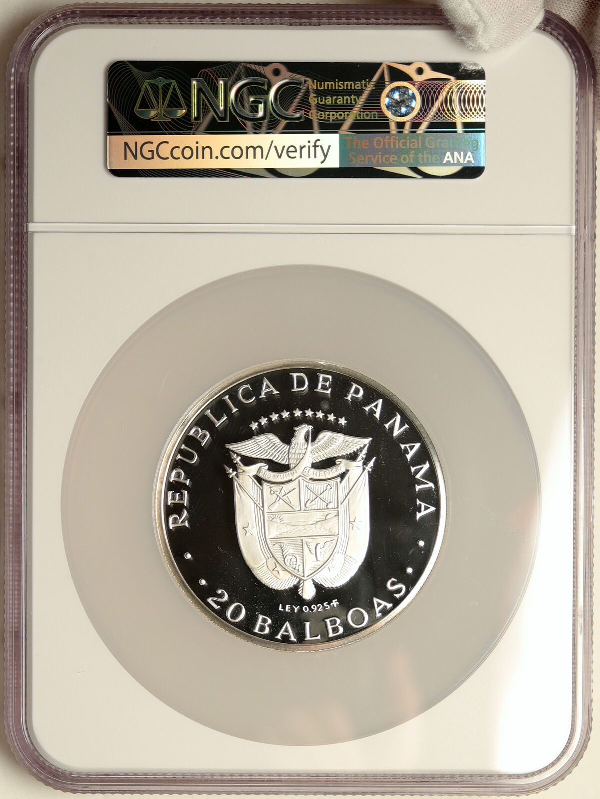 1972 PANAMA Huge 3.9oz SIMON BOLIVAR Proof Silver 20 Balboas Coin NGC i103889