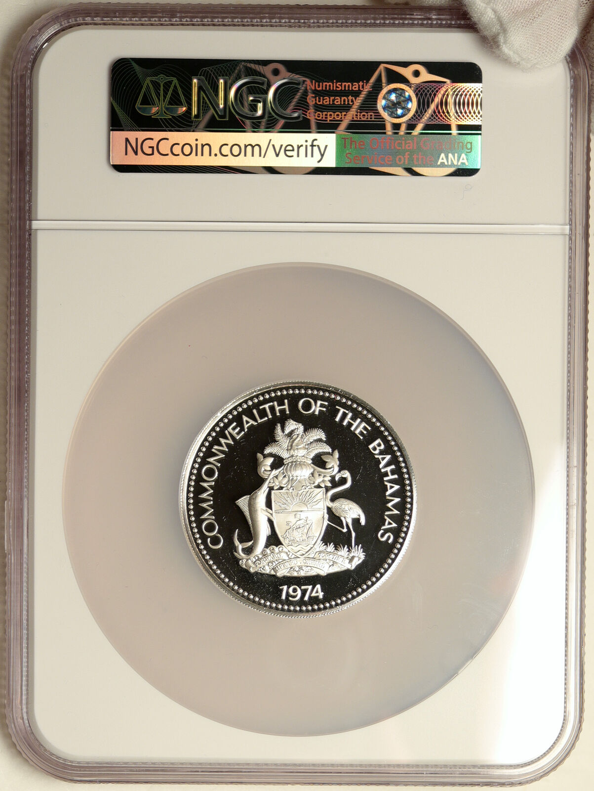 1974 BAHAMAS Large Independence Milo Butler Proof Silver $10 NGC Coin i103890