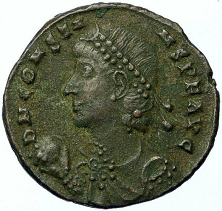 CONSTANS Ancient VICTORY Alexandria Antique CHRISTIAN CHI-RHO Roman Coin i100537