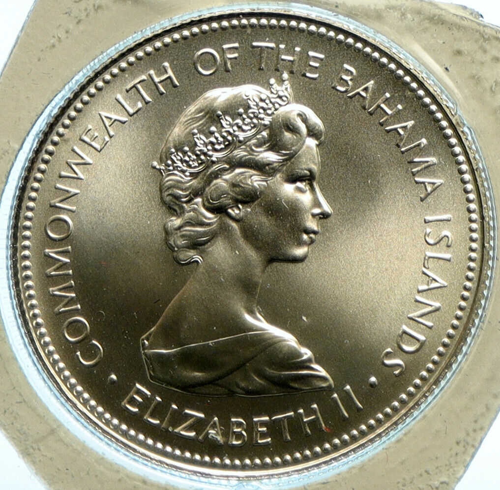 1972 BAHAMAS UK Queen Elizabeth II Marlin BU Silver Coin 50 Cent Coin i104075