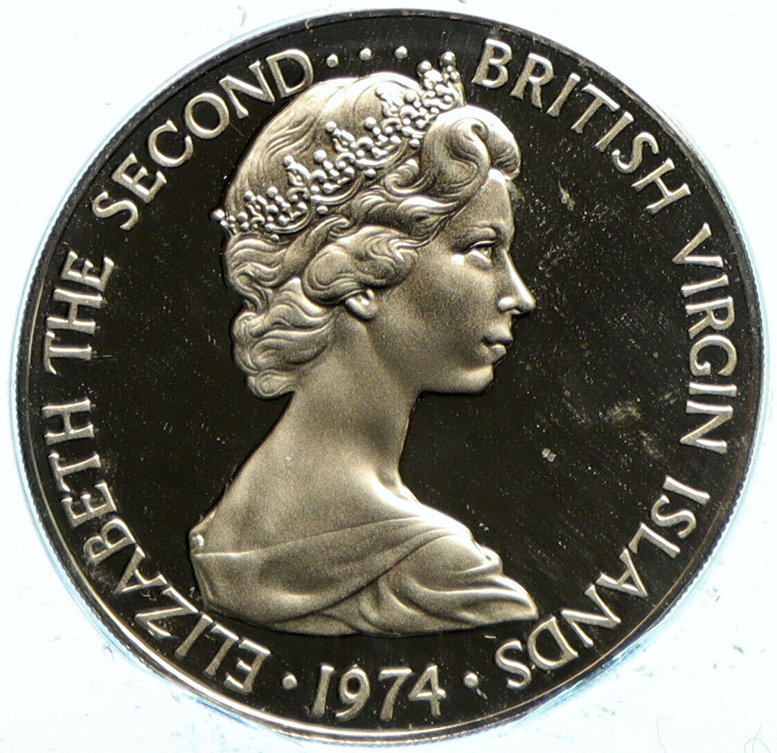 1973 British Virgin Islands UK Elizabeth II PELICAN Proof 50 Cent Coin i104076