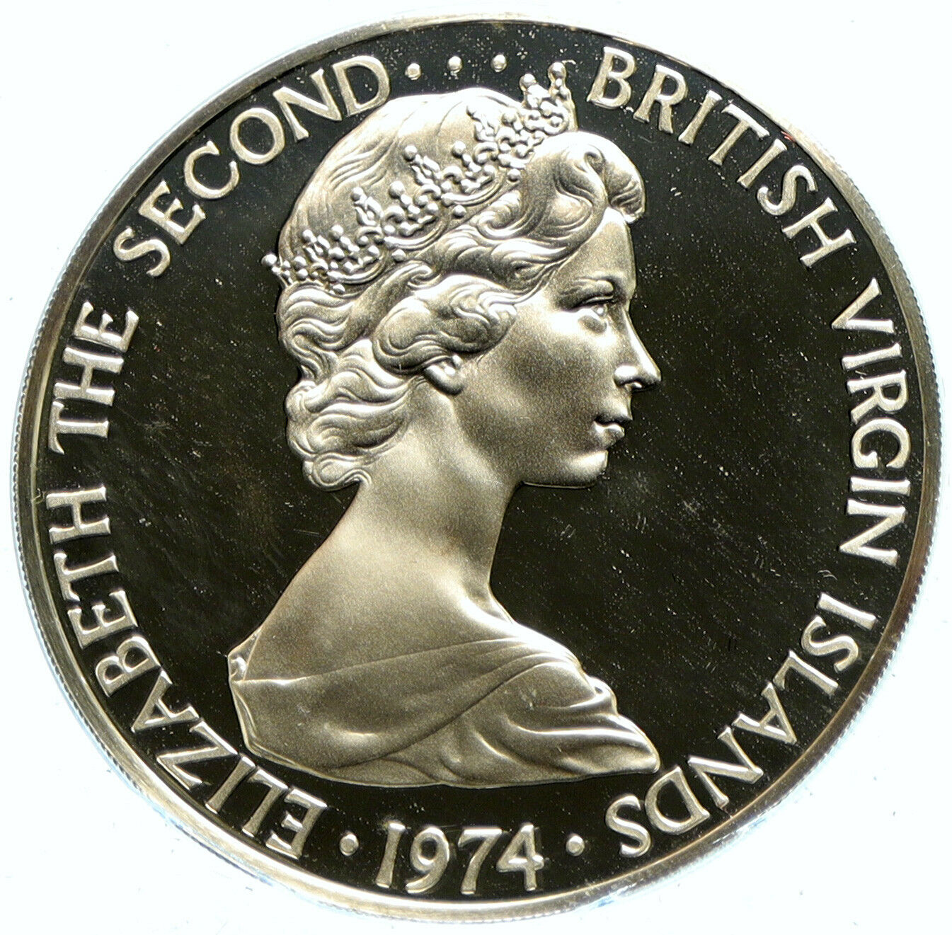 1974 British Virgin Islands Queen Elizabeth II BIRD Proof Silver $1 Coin i104078