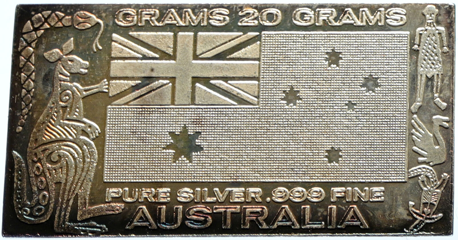 USA US The Silver Mint 20 GRAMS Australia Flag OLD Silver BAR Medal i104080