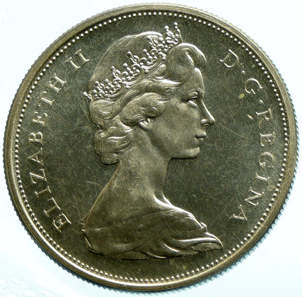 1965 CANADA Queen Elizabeth II Arms Crown Vintage SILVER 50 Cents Coin i104082