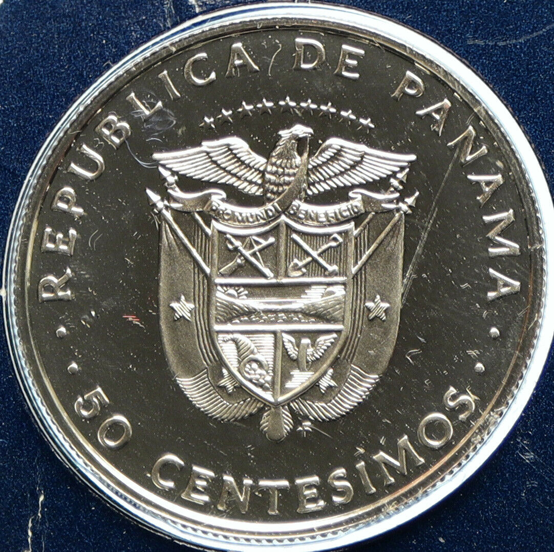 1975 PANAMA Fernando de Lesseps France SUEZ CANAL OLD 50 Centesimos Coin i104079