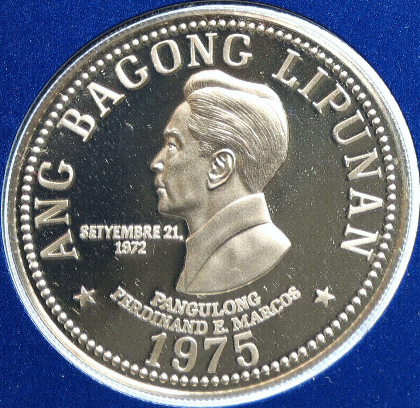 1975 PHILIPPINES New Society MARCOS Lipunan Proof Silver 50 Piso Coin i103981