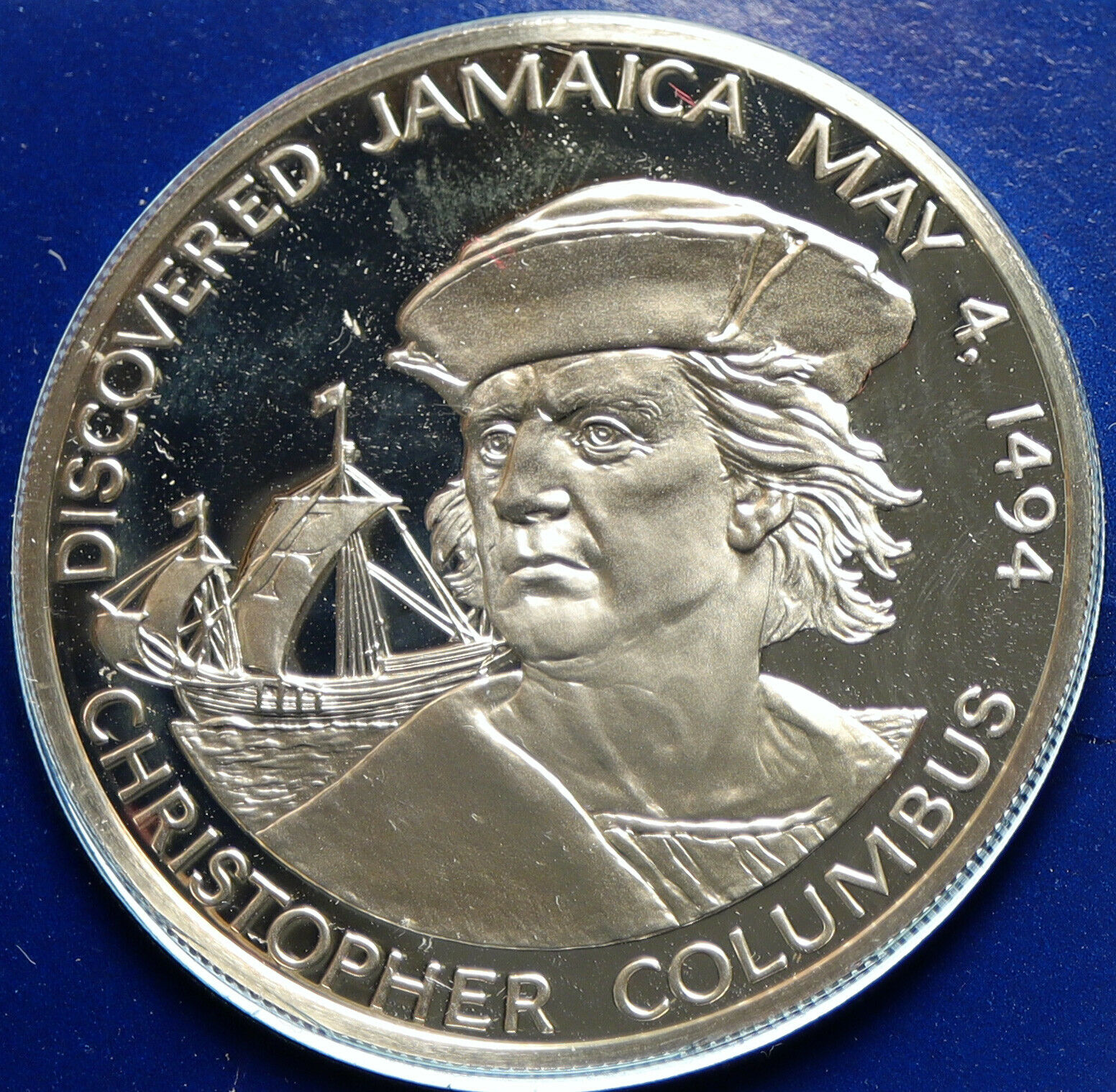 1975 JAMAICA New World Discovery Columbus Proof SILVER 10 Dollar Coin i104003