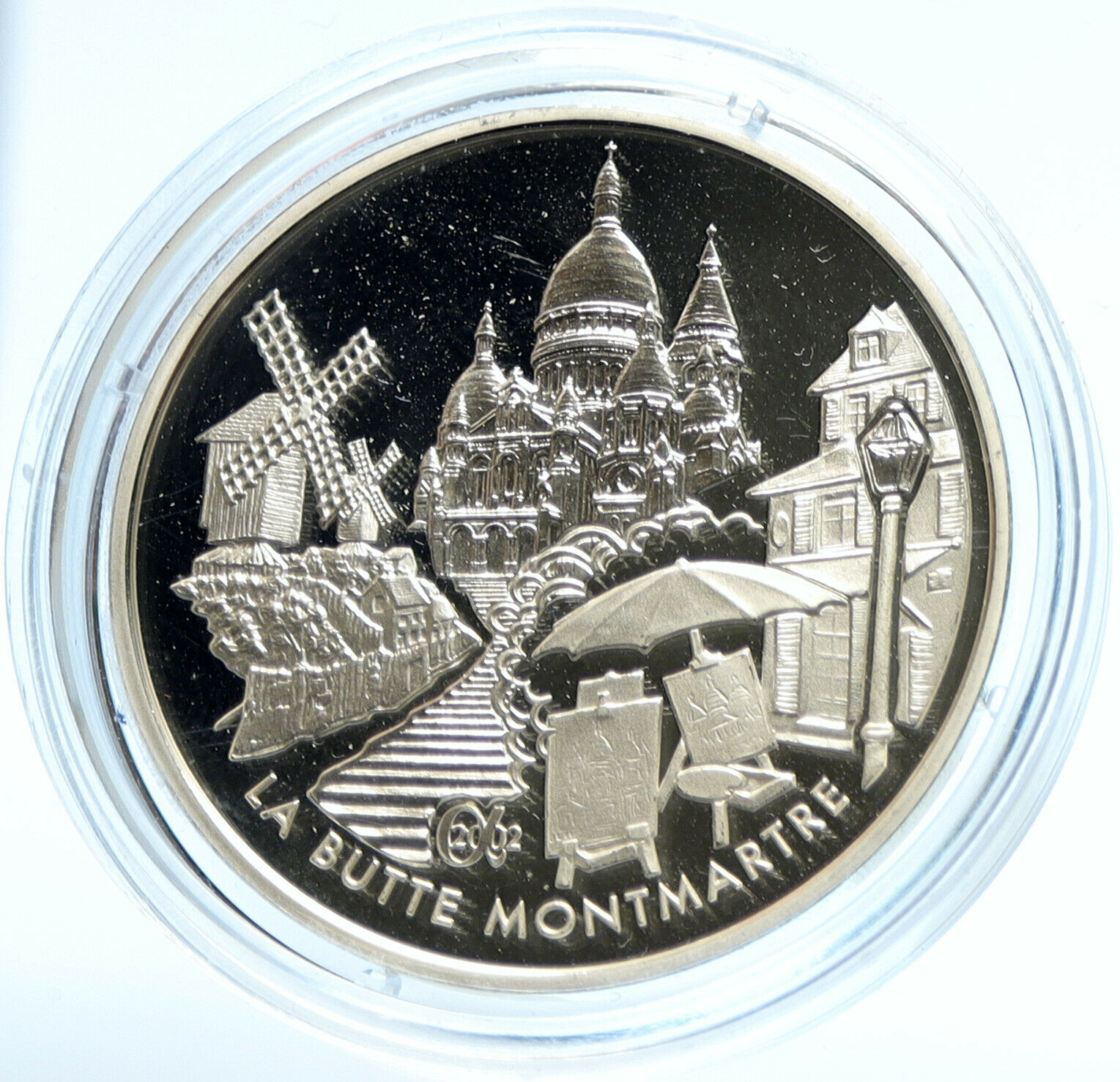 2002 FRANCE Monuments LA BUTTE MONTMARTRE Proof Silver 1 1/2 Euro Coin i103977