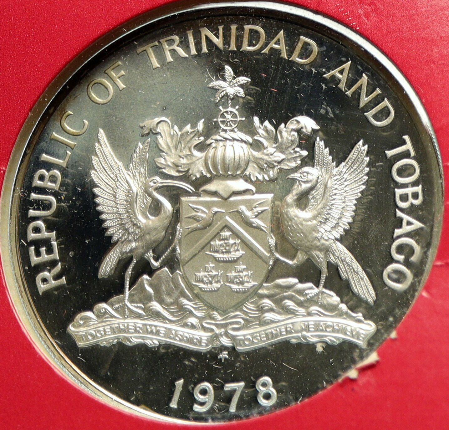 1978 TRINIDAD and TOBAGO Islands Large Vintage OLD Proof Silver $10 Coin i104004