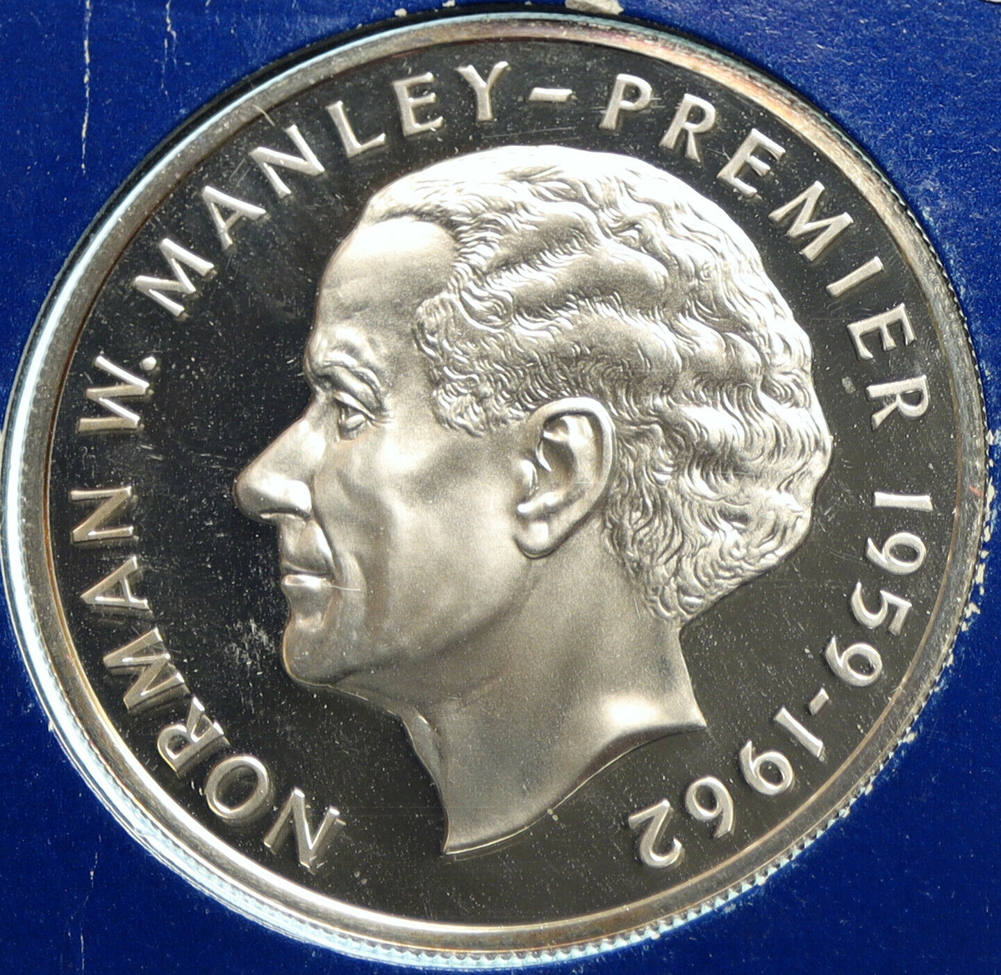 1975 JAMAICA Premier Norman W Manley VINTAGE OLD Proof Silver $5 Coin i103984