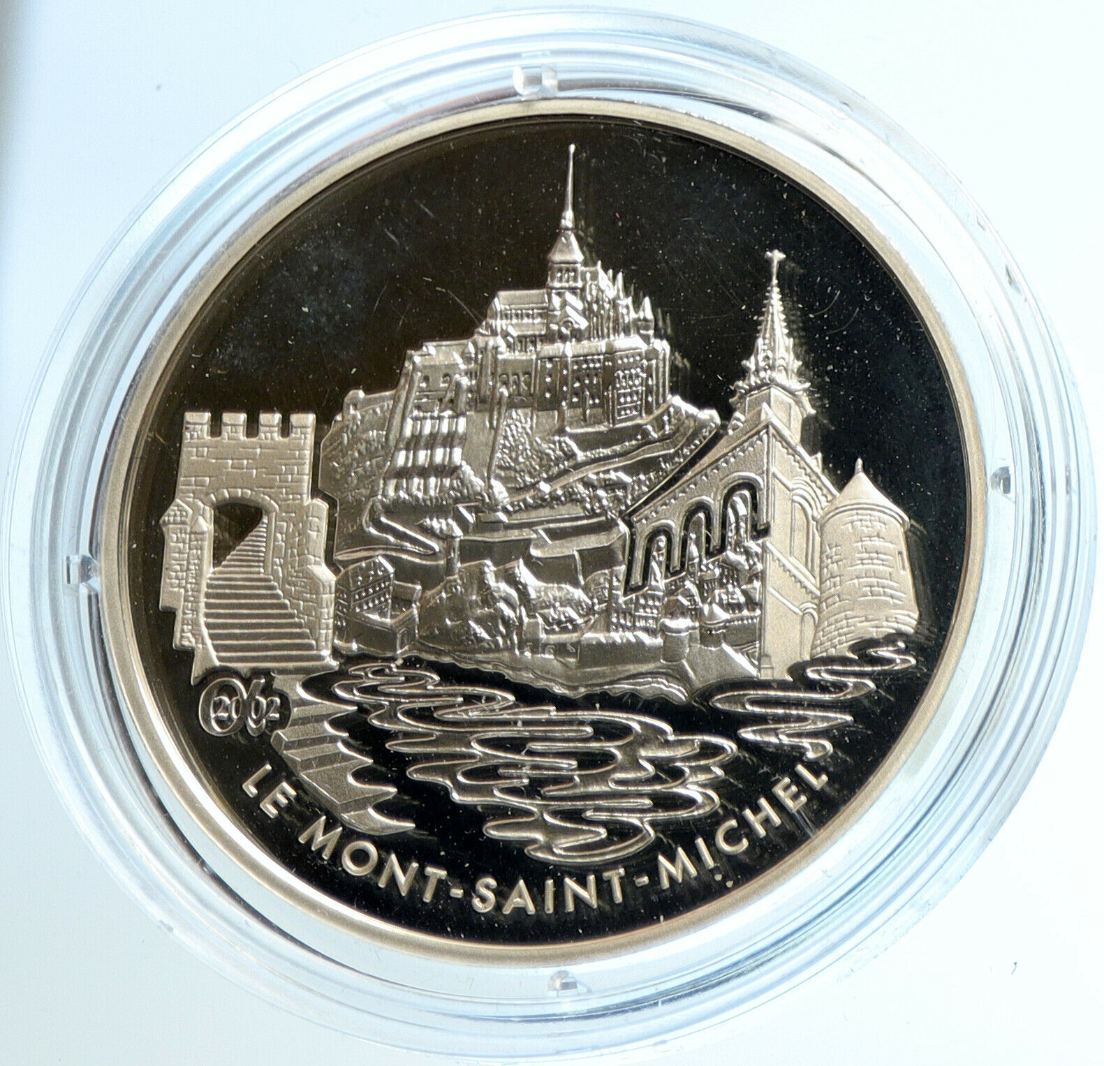 2002 FRANCE Monuments MONT SAINT MICHEL ABBEY PRF Silver 1 1/2 Euro Coin i103909