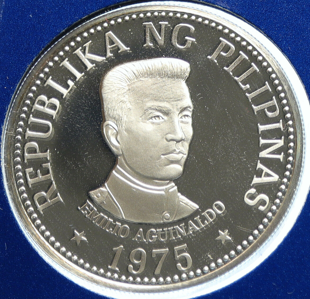 1975 PHILIPPINES Emilio Aguinaldo VINTAGE OLD Proof Silver 25 Piso Coin i104000