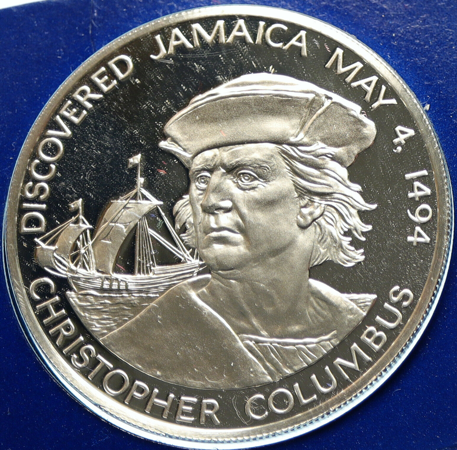 1975 JAMAICA New World Discovery Columbus Proof SILVER 10 Dollar Coin i104007