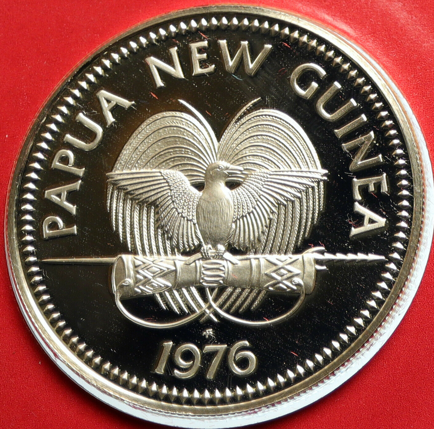 1976 PAPUA NEW GUINEA w PAPUAN Harpy EAGLE Old Proof Silver 5 Kina Coin i103917