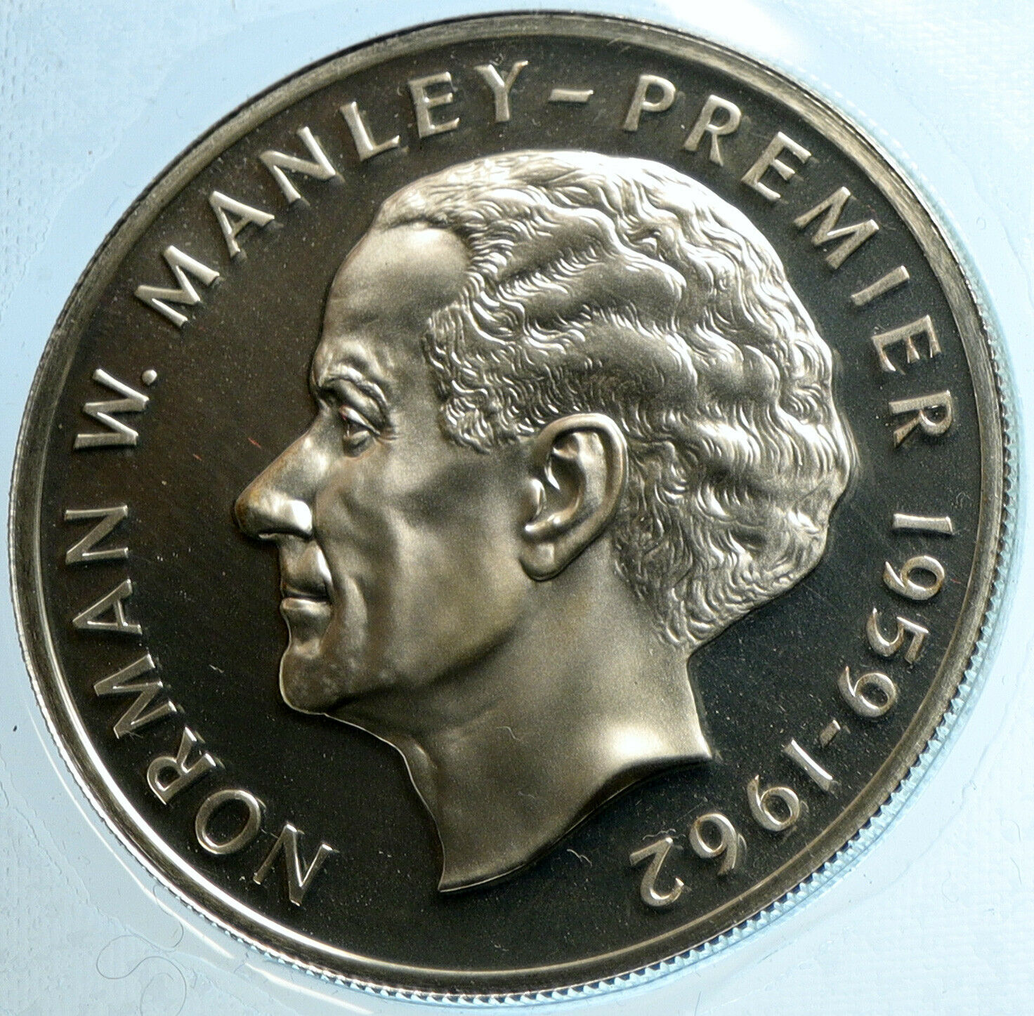 1974 JAMAICA Premier Norman W Manley VINTAGE OLD Proof Silver $5 Coin i103911