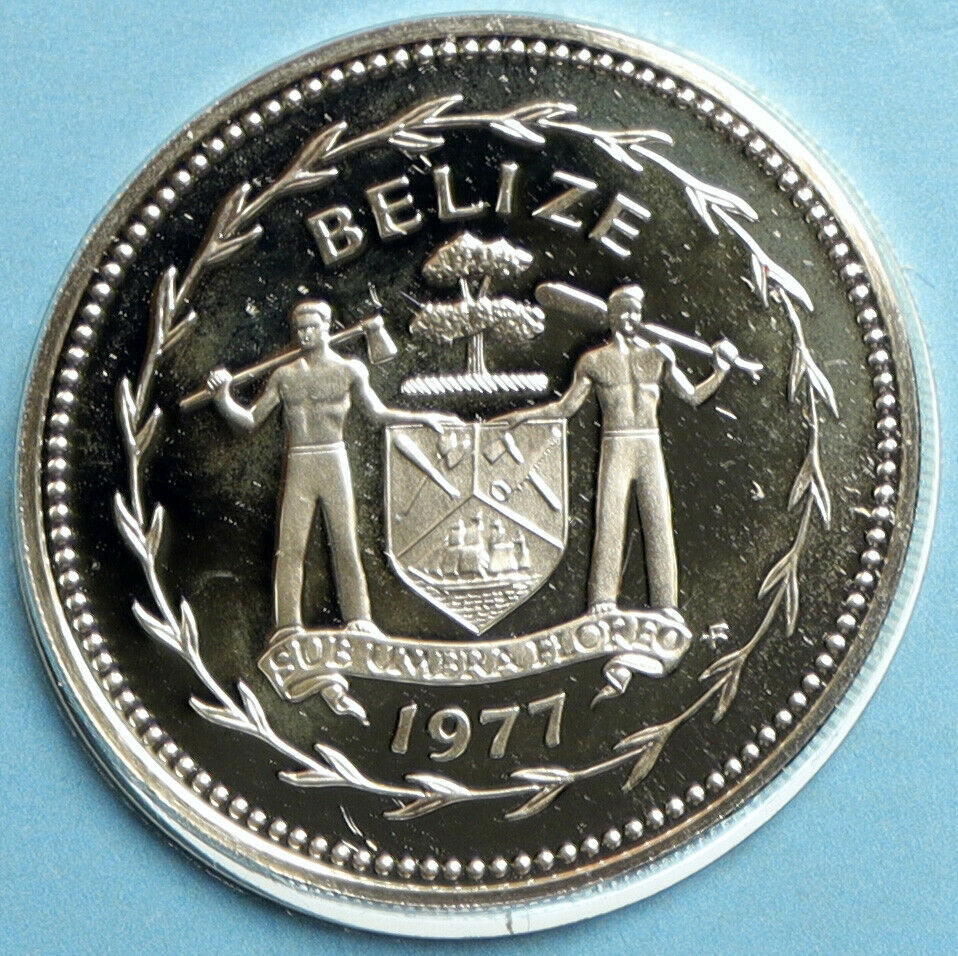 1977 BELIZE Avifauna FRIGATE BIRDS Old VINTAGE Proof Silver 50 Cent Coin i103209