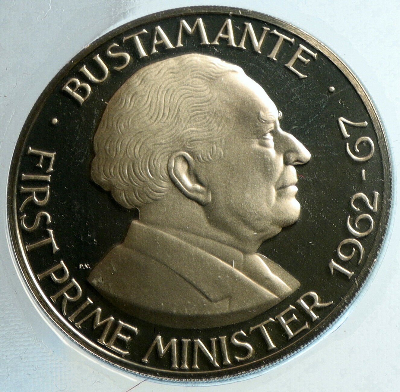 1974 JAMAICA First Prime Minister BUSTAMANTE Vintage Proof Dollar Coin i103215