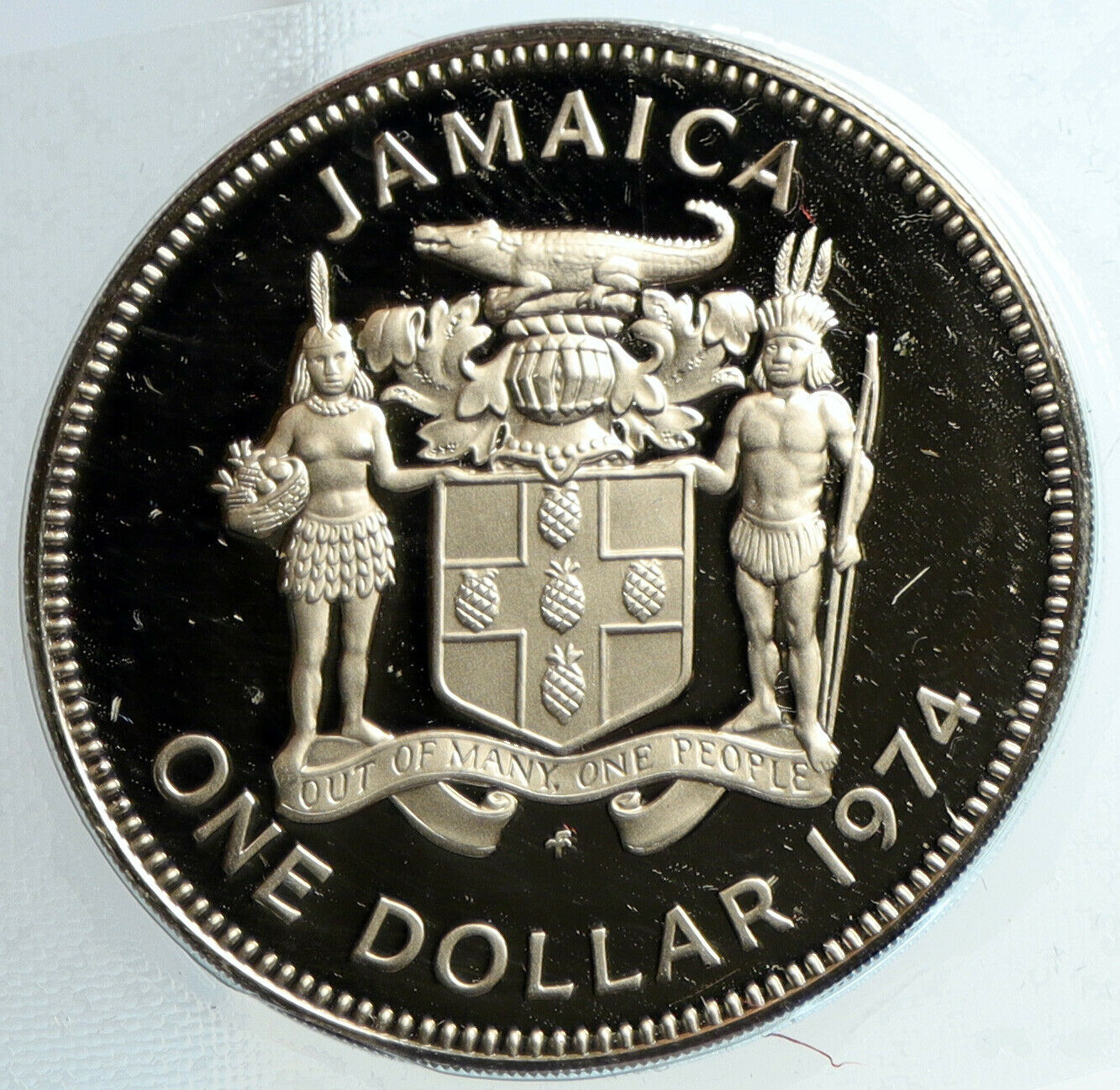 1974 JAMAICA First Prime Minister BUSTAMANTE Vintage Proof Dollar Coin i103215